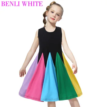 2020 Úplne Nové Dievča Šaty Bavlna Deti Oblečenie Letné Dievčatá Rainbow, Šaty, Jarné, Jesenné, Vyšívané Vrecku Jednorožec Kostýmy