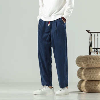 2020 Čínsky Štýl, Menčestrové Nohavice Plus Veľkosť Voľné Rovno Bežné Nohavice 5XL Mužov Oblečenie Harajuku Tepláky Muž