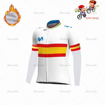 2020 Španielsko Movistarful Deti Zimné Thermal Fleece, Dlhý Rukáv Detský Cyklistický Dres Nastaviť MTB Športové Oblečenie Ropa Ciclismo