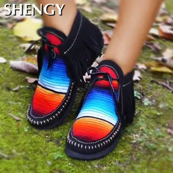 2020 Ženy Letné Byty Ležérne Topánky Žena Fringe Textílie, Čipky Ploché Topánky Chaussures Femme Zapatos Mujer Sapato Plus Veľkosť