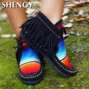 2020 Ženy Letné Byty Ležérne Topánky Žena Fringe Textílie, Čipky Ploché Topánky Chaussures Femme Zapatos Mujer Sapato Plus Veľkosť