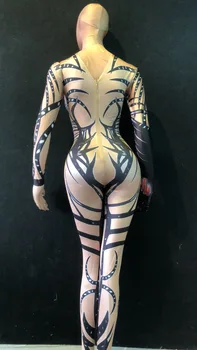 2020 Ženy, Nový Sexy 3D Tlač Jumpsuit nočný klub Strany Výkon Oslava Tanečník Spevák Fáze Nosiť Kostýmy Kombinézu