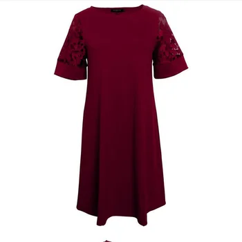 2020 Ženy, Príležitostné Šaty Bavlny-Line O-Krku podkolienok XL-4Xl Plus Veľkosť Tričko Šaty Elegantné Pevné Party Šaty Vestido