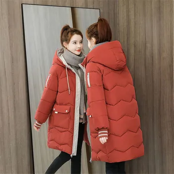 2020 ženy zime teplý kabát s kapucňou plus veľkosť candy farby bavlna čalúnená bunda žena dlhá vetrovka dámske skrčil jaqueta feminina