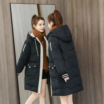 2020 ženy zime teplý kabát s kapucňou plus veľkosť candy farby bavlna čalúnená bunda žena dlhá vetrovka dámske skrčil jaqueta feminina
