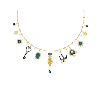 2020Fashion Šperky SWA Nové TAROT MAGIC Šťastie Prvok Symbol Náhrdelník Sfarbeného Vtáka Kľúč, Výzdoba Piky Crystal Dámske Náhrdelník