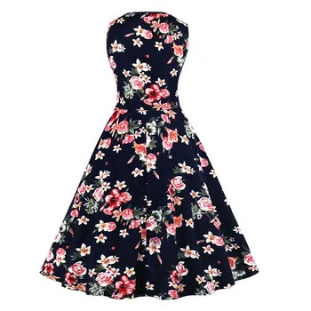 2021 bez Rukávov Ženy Rockabilly Šaty Bežné Kvetinový Elegantný Retro Vintage 50. rokov 60-tych rokov, Župan Femme Swing Dievčinu Vestidos Party Šaty