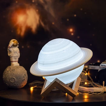 2021 Dropship 3D Tlač Saturn Lampy, Nočné Svetlo, Ako Mesiac Lampa s 2Colors 16Colors USB Nabíjanie Ako Vianočné Darčeky, Dekorácie