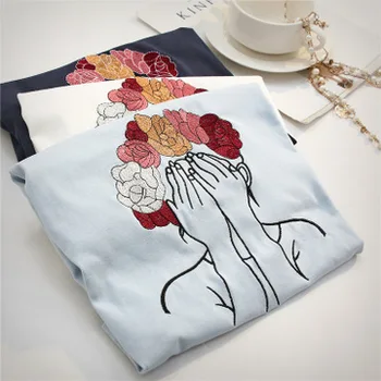 2021 dámske tričko bavlna jednofarebné tričko krátky rukáv ženy Tlač Ženy tričko Bavlna Bežné