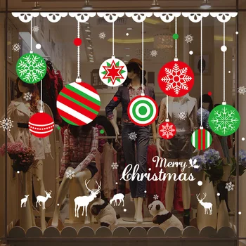 2021 Elk loptu Vianočné dekorácie nákupné centrum rodiny okenného skla Vianoce, Nový Rok, dekorácie, nálepky