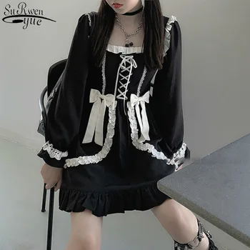 2021 Gothic Lolita Šaty Dievča Patchwork Vintage Dizajnér Mini Šaty Japonskom Štýle Kawaii Oblečenie Jeseň Šaty pre Ženy 13260