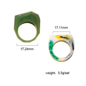 2021 In Trendy Zelenej Živice, Akrylové Geometrické Minimalistický Prst Midi Krúžky Minimalizmus Kórejský Módne Ženy Elegantné Party Šperky