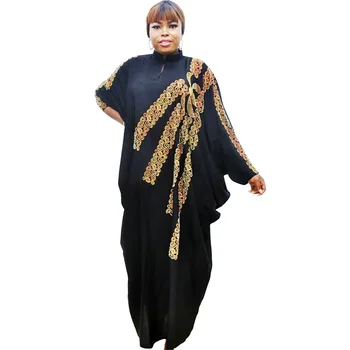 2021 Jeseň Sexy Africkej Ženy O-neck Black Plus Veľkosť Dlhé Šaty Afriky Šaty pre Ženy Afriky Oblečenie