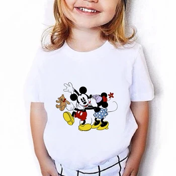 2021 Lete Bežné Dieťa, detské tričko Disney Anime Mickey Mouse Oblečenie Chlapec Topy Roztomilý T-shirts pre Dievčenské Oblečenie 3-12T