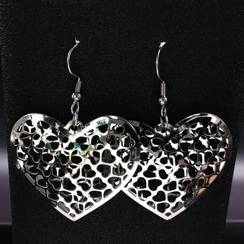 2021 Módne Srdce Nehrdzavejúcej Ocele Earings Náhrdelník Šperky Set Ženy, Strieborná Farba Set Šperkov pendientes de plata S178451