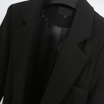 2021 Módne čierne Sako Bundy dámske Sako Bežné Jar Jeseň Coats Britské pracovné Odevy Dlho, Blejzre vrchné oblečenie V1225