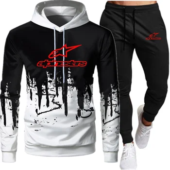 2021 módnej značky mužov jogging športové oblek značky pánske športové oblečenie oblek s kapucňou + nohavice 2-dielny set pánskych bežné hoodie