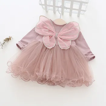 2021 Nové Deti Oblečenie na Jeseň A na Jar Deti, Šaty Pre dievčatá a Dievčatá S Butterfly Dlhý Rukáv Princess Party Oblečenie 2-5y Dojčatá