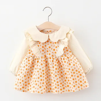 2021 Nové Dieťa Kvety Šaty Jeseň Batoľa Kvetinový Strany Kostýmy Novorodenca Bežné Roztomilý Oblečenie Detské Oblečenie Princezná