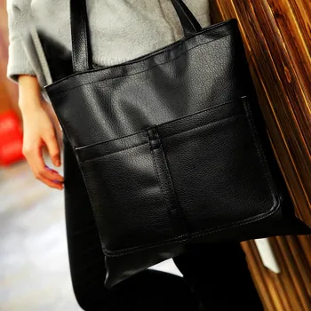 2021 Nové dámske Kabelky vysokokvalitných Európskych A Amerických Vintage Minimalistický High-Capacity Tote Bag Pu Kožené Tašky cez Rameno