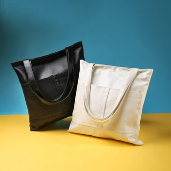 2021 Nové dámske Kabelky vysokokvalitných Európskych A Amerických Vintage Minimalistický High-Capacity Tote Bag Pu Kožené Tašky cez Rameno