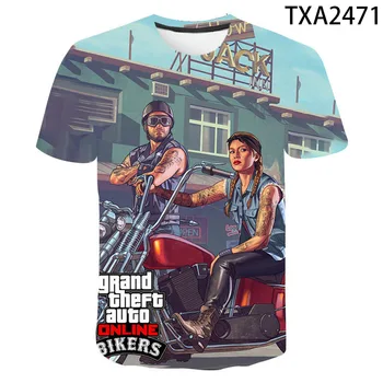 2021 Nové Grand Theft Auto Gta 3D vytlačené pánske T-shirt leto-krátke rukávy bežné detské T-shirt kolo krku top 110/6XL