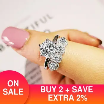 2021 nové luxusné kolo 925 sterling silver prsteň pre ženy lady výročie darček šperky hromadne predávať Čierny piatok R5139