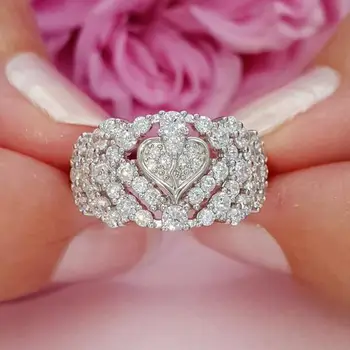 2021 nové luxusné srdce 925 sterling silver zásnubný prsteň pre ženy lady výročie darček šperky hromadne predávať R5880