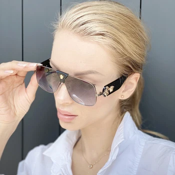 2021 Nové Módne Námestie slnečné Okuliare Ženy Muži PC Objektív Kovové PU Materiál Rámu Luxusné Trend Logo Značky Dizajnér Slnečné Okuliare UV400