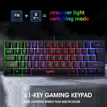 2021 Nové Predaj Herné Klávesnice RGB Osvetlenie 61-key Mini Klávesnica Nastaviteľné Viacerých Odkaz Kombinácie klávesov Pre Stolné USB