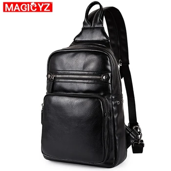 2021 Nové pánske batoh Vysoko kvalitnej PU kože Hrudníka Bag black Malý batoh Módne Vrecká Mužov Cestovný Batoh taška muž taška