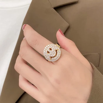 2021 Nové Svieti Tvorivé Úsmev na Tvár Modelovanie Otvoriť Zlaté prstene Pre Ženy Móda Kruhu Šperky Strany Luxusný Sexy Dievča Krúžok