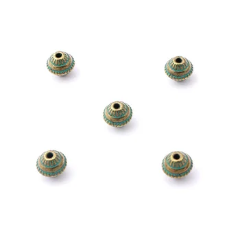 20pcs Starožitné Zelená Bronz Verdigris Patinou Dištančné Silder Perličiek 1,5 mm Kolo Kožené Kábel Šperky, Takže Hľadanie