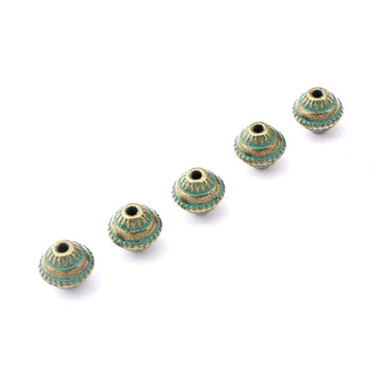 20pcs Starožitné Zelená Bronz Verdigris Patinou Dištančné Silder Perličiek 1,5 mm Kolo Kožené Kábel Šperky, Takže Hľadanie