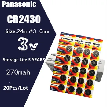 20pcs/veľa Novú originálnu Panasonic CR2430 3V CR 2430 Tlačidlo Batérie, Auto na Diaľkové Ovládanie Tlačidlo Camry gombíkovej Batérie