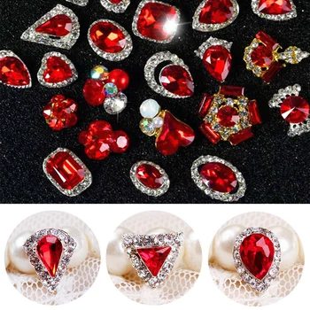 20Pcs/Veľa Zliatiny Nail Art Drahokamu Red Diamond 7*13mm 3D Charms Crystal Pre KUTILOV, Nail Art, Ozdoby Kamienkami Crystal Zliatiny