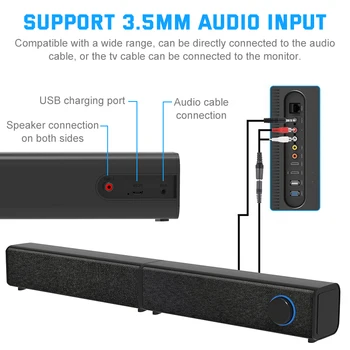 20W Bezdrôtové Bluetooth Reproduktorov 5.0 Domov Odnímateľný Hands-free Hovoru dvojkanálový Stereo Soundbar Speaker Pre TV Divadelné Systém