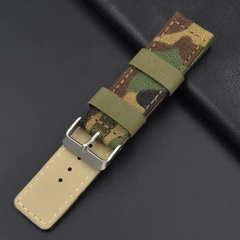 22 mm 24 mm kvalitné Plátno Originálne kožené vnútorné Watchband Plátno Časti Hodinky Remienok Kamufláž športové pánske remienok Náramok