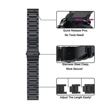22 mm Hodinky Remienok z Nerezovej Ocele pre Huawei Sledovať GT/GT2 česť magic Rýchle Uvoľnenie Watchband Pre Samsung Výstroj S3 Náramok +Nástroj