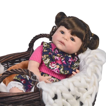 22 Palcový Baby Doll Všetky Silikónové Telo Realistické Novorodenca Bábika Nosenie Rose Šaty Módne Nažive Reborn Baby Doll Pre Dievča, Darček K Narodeninám