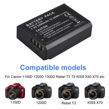 2200mAh LP-E10 LP E10 LPE10 Kamera, Batéria +LCD Nabíjačka Pre Canon 1100D 1200D 1300D Rebel T3 T5 KISS X50 X70 Digitálne Cesto