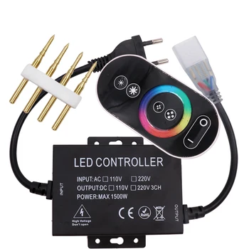 220V LED RGB Controller 1500W 10 mm PCB plne Dotykový RGB Ovládanie s 4Pin Konektor Plug EÚ
