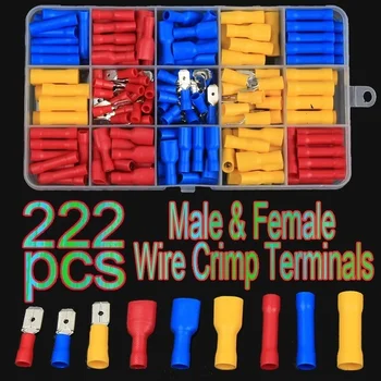 222PCS AWG22-10/0.5-6.0 mm Najrôznejších Rýľ Muž Žena Drôt Krimpovacie Terminály Elektrických Vodič Auta