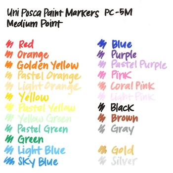 24 Farby UNI POSCA PC-5m Reklama Graffiti Zvýrazniť Pero Akryl Značky