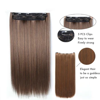 24 inchs Dlho Syntetické Vlasy Clip In predlžovanie Vlasov žiaruvzdorné Hairpiece Prirodzené Vlnité Vlasy Kus MUMUPI