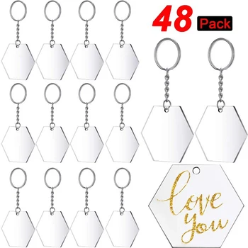 24pcs priehľadný Akrylový Keychain Prázdne Hexagon S Kotúčovou & Krúžok na DIY Remesiel Šperky Príslušenstvo DIY Dekorácie, Remeselné
