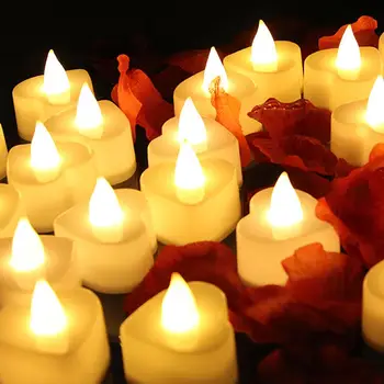 24pcs Srdce Tvar LED Sviečky Batérie Powered Flameless Svetlá Čaj Dekor na Valentína Darček Svadobné Sviečky