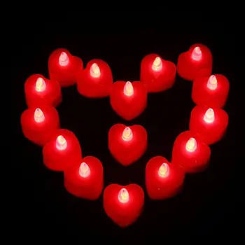 24pcs Srdce Tvar LED Sviečky Batérie Powered Flameless Svetlá Čaj Dekor na Valentína Darček Svadobné Sviečky