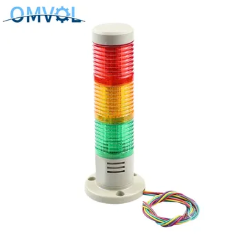 24V 220V Trikolóra Alarm Svetlo LED, 3-farebný Indikátor Multi-Layer Svieti/Vždy Svetlé Alarm s Bzučiak Pre strojné Vybavenie