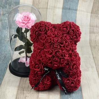 25/40 cm Pena Rose Medveď Multicolor Rose Priateľka Valentines Day Medvedík Darček Narodeninovej Party Dekorácia Umelé Kvety